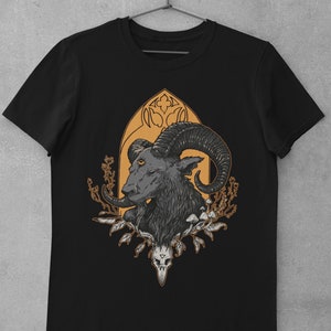 Goth Goat Harvest dark Tshirt / Wiccan Tshirt / Black t shirt / Gothic shirt / Graphic Tees/ Halloween art / Alternative dark t shirt/