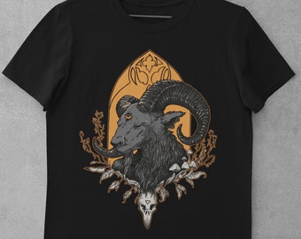 Gothic Goat Harvest T-Shirt: Wiccan Halloween Art