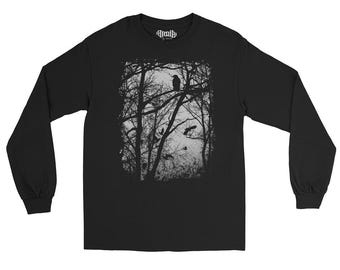 Tree Forest Raven long sleeve/ Occult black Clothing/ Gothic Graphic / Alternative Clothing/ Dark/ Unisex Long Sleeve Shirt