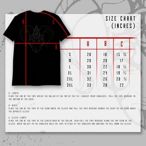 May include: Size chart for a t-shirt in inches. The chart shows the length, width, and sleeve length for sizes S, M, L, XL, 2XL, and 3XL.