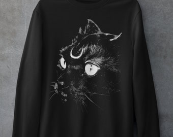 Black Cat Graphic Sweatshirt: Unisex Goth Fashion