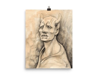 Mr Demon - Stampa d'arte 8x10 - Arte oscura - Illustrazione macabra - Illustrazione gotica - Arte oscura surrealista
