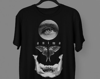 Soul Anima T-Shirt: Eye & Moon Moth Graphic, Alt Goth Tee