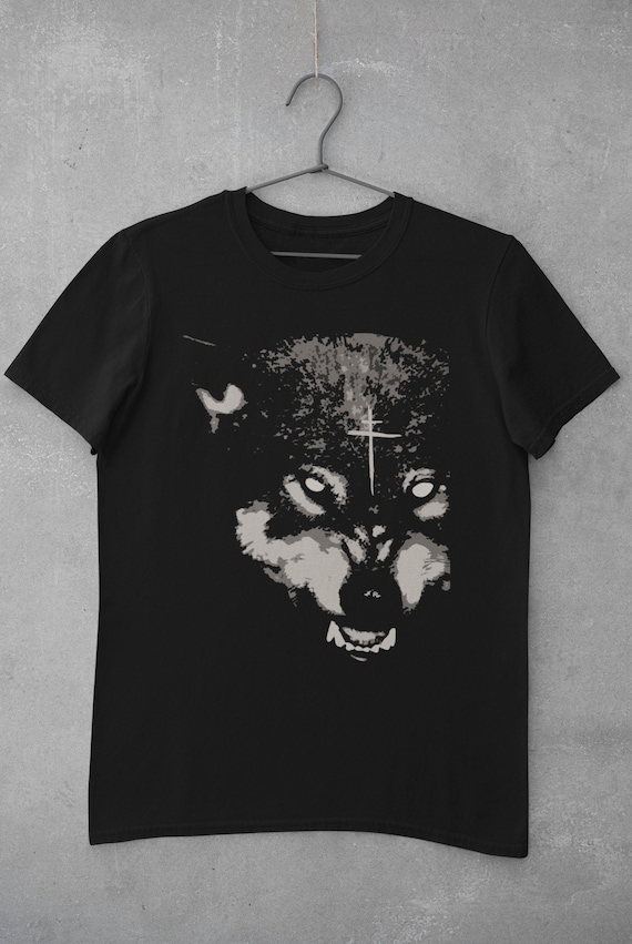 Unisex Wolf T-shirt for Dark Alternative Clothing - Horror t-shirt - Viking wolf tee - Black Unisex - Gift for Vikings Lover - Black wolf