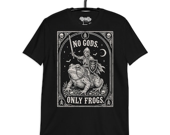 No Gods Only Frogs Shirt, Funny Gothic Frog Tee, Skeleton Knight Shirt, Dark Humor Goth Clothing, Medieval Meme TShirt