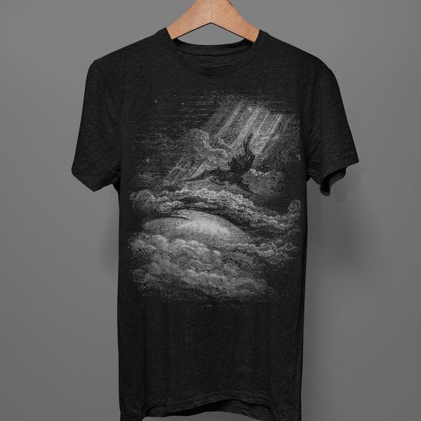 Satan descends upon Earth Gustave Doré- Engraved art- Dark goth-Fall of Satan Paradise Lost-Alternative outfit-Goth Apparel- Witchy