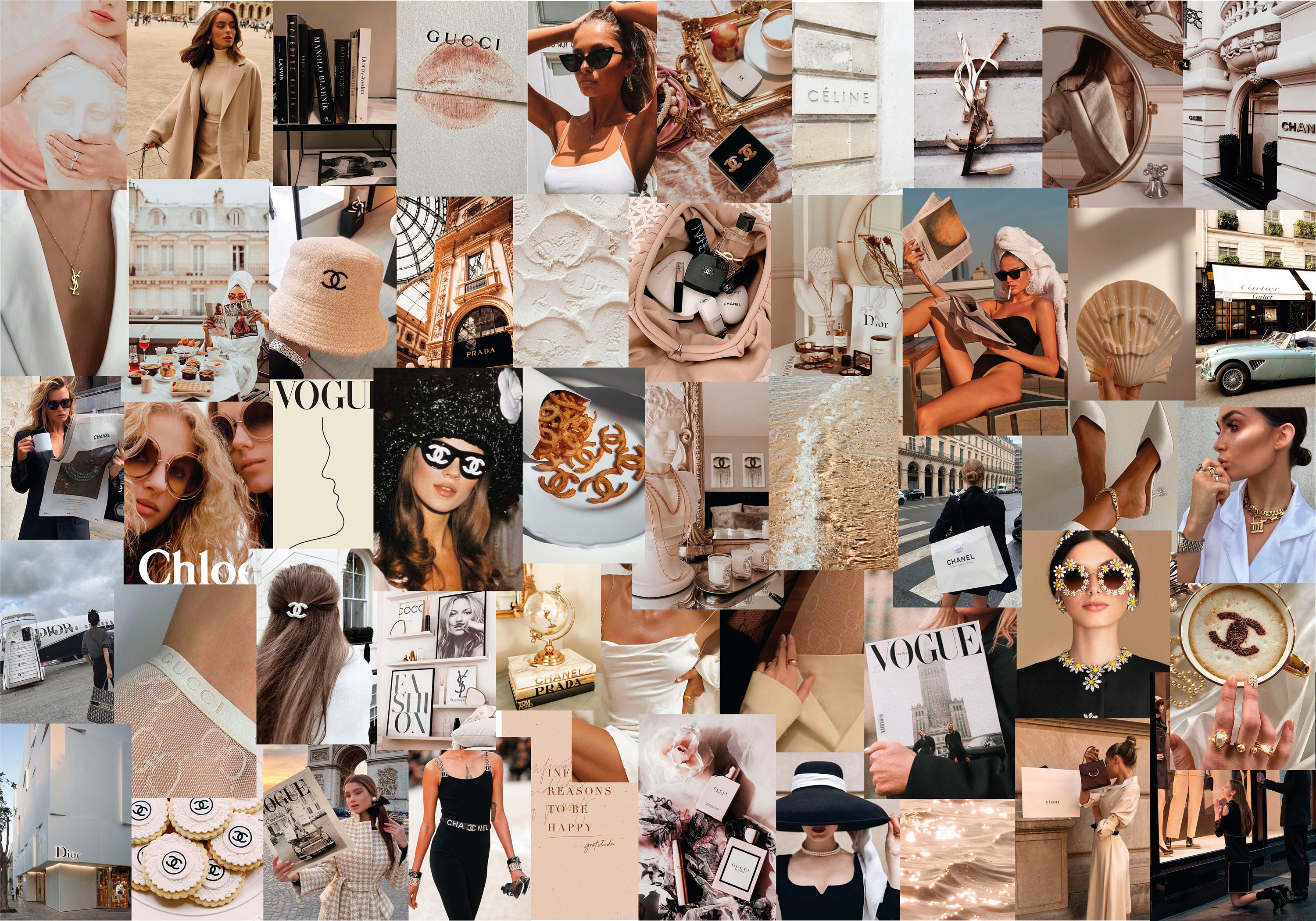 Boujee Fashion Aesthetic Wall Collage Kit | Digital Download | 65pcs