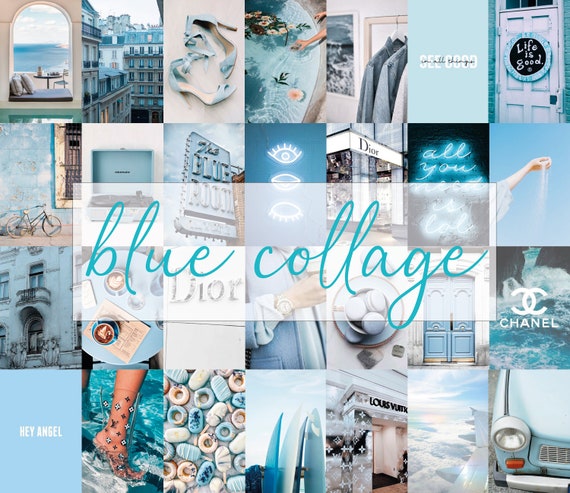 Boujee Blue Aesthetic Wall Collage Kit Digital Download 51 