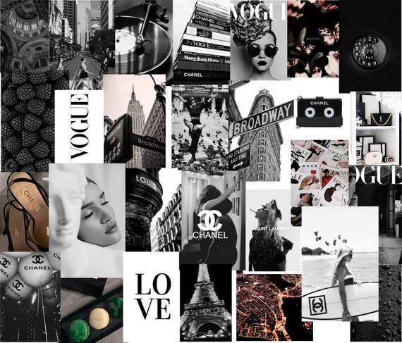 Boujee Black and White Aesthetic Wall Collage Kit Black and 