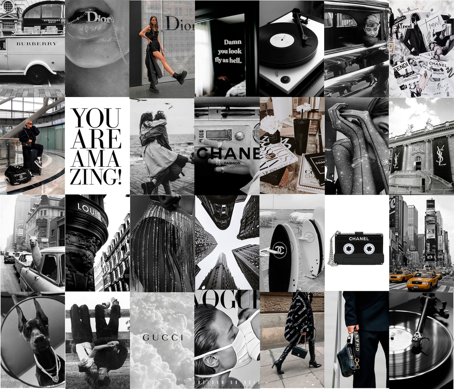 Boujee Black and White Aesthetic Wall Collage Kit | Digital Download ...