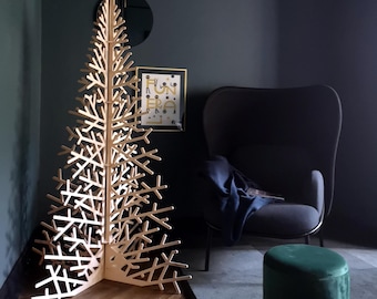 Grand sapin de Noël en bois, Sapin de Noël moderne, Sapin de Noël écologique, Sapin de Noël écologique, Décoration de Noël minimaliste