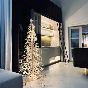 Wooden christmas tree for office, Eco-friendly Christmas tree alternative, Modern Christmas tree for living room, Bonus: mini xmas tree