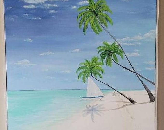 Peace at the Beach, very large canvas, Beach decor, Tropical painting,