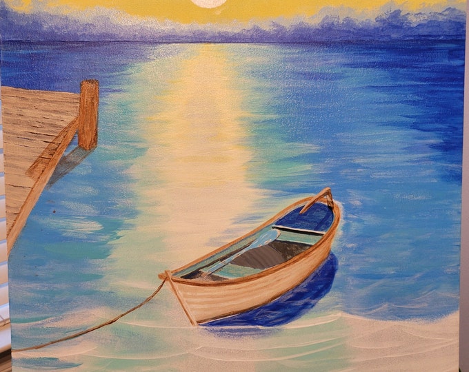 Peace at the Beach, large painting on wood