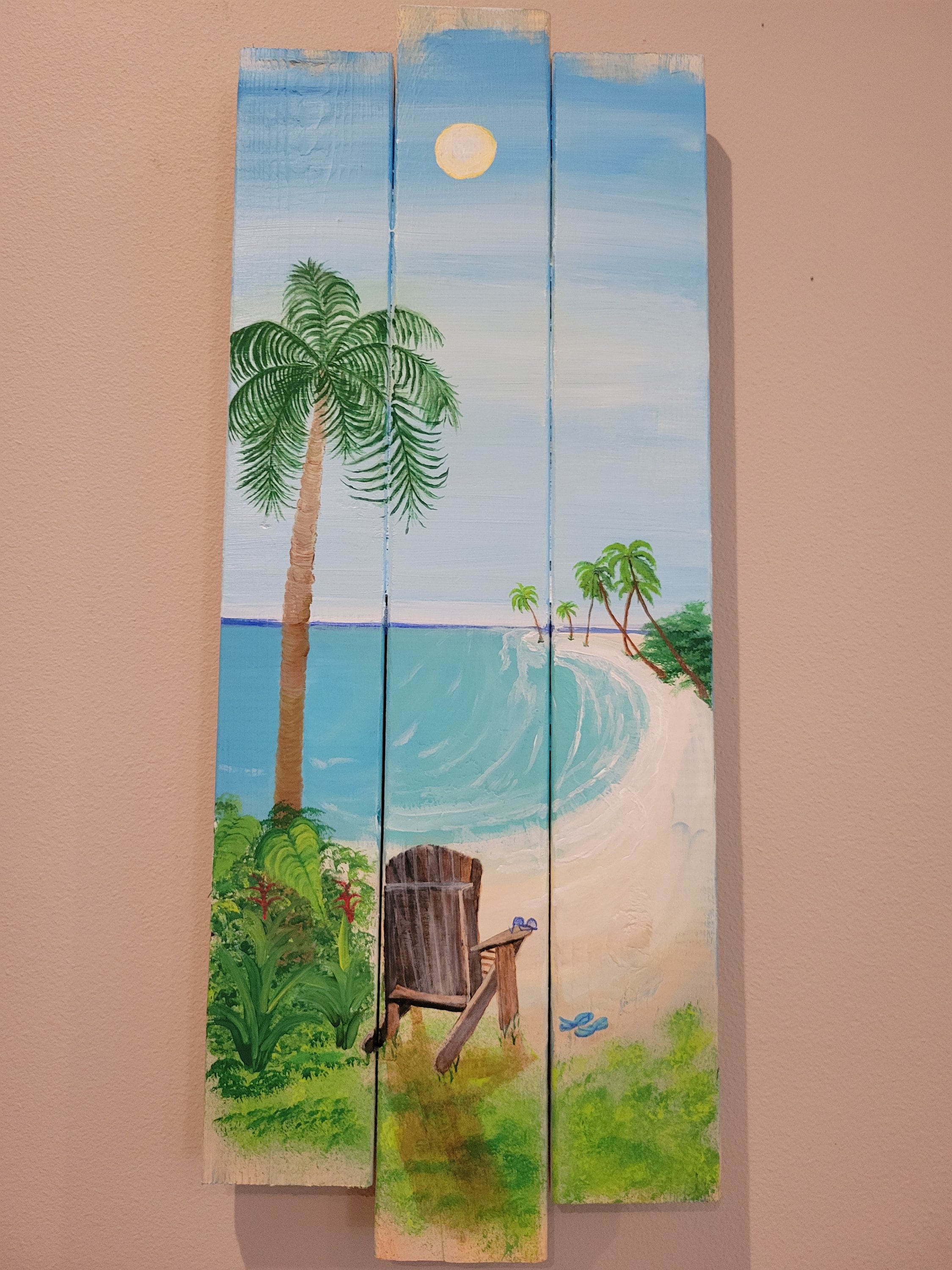 Beach chair, Palm Tree, Palm Tree Pallet Art, Tropical Decor, Palm Tree