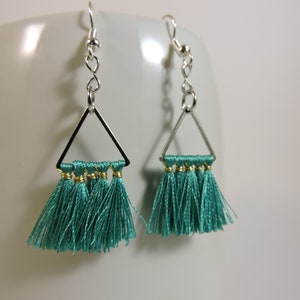 Boho Triangle Tassel Earrings - Turquoise Lightweight