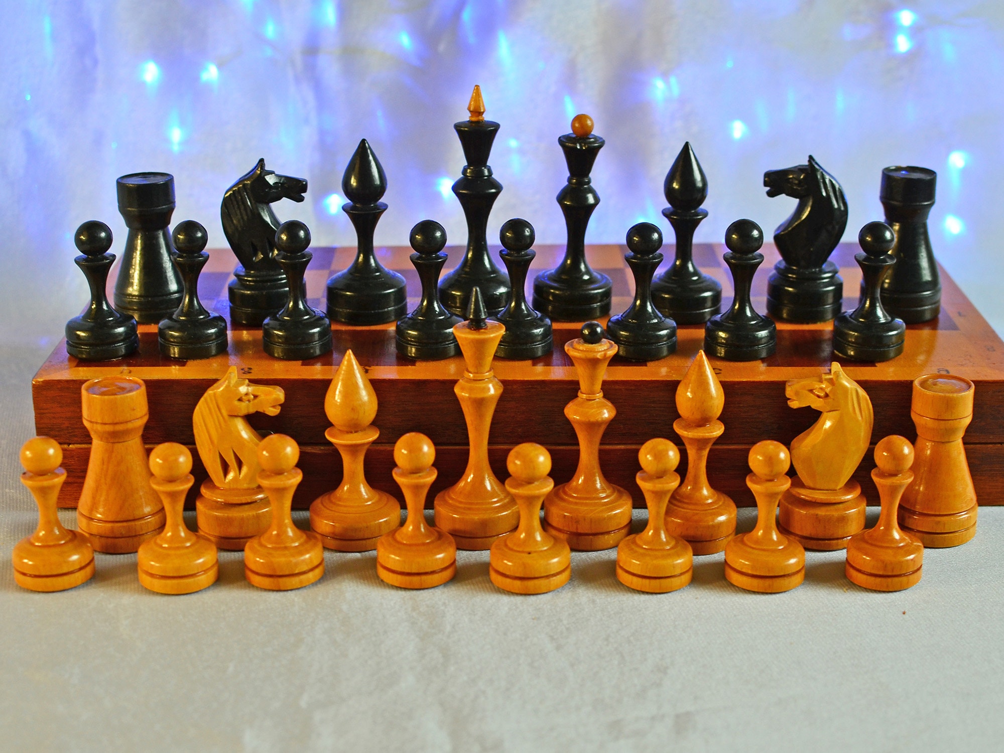 Wooden Chess Set With Board Wood Chess Set Wooden Chess Etsy