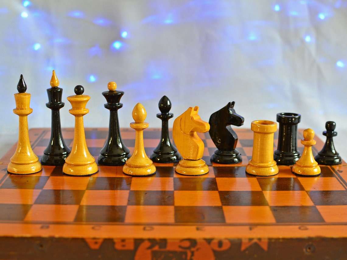 The Queen's Gambit chess set wooden old chess pieces Etsy