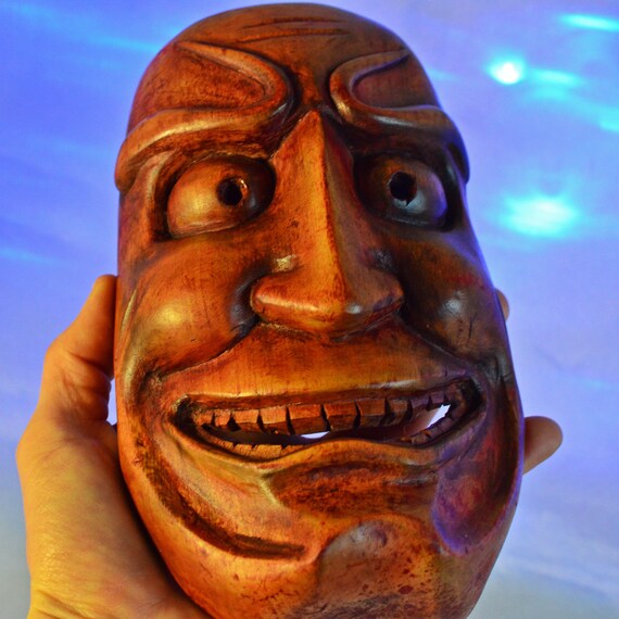 Japanese wooden Hannya mask. Wall art. Wall mask. Dem… Gem