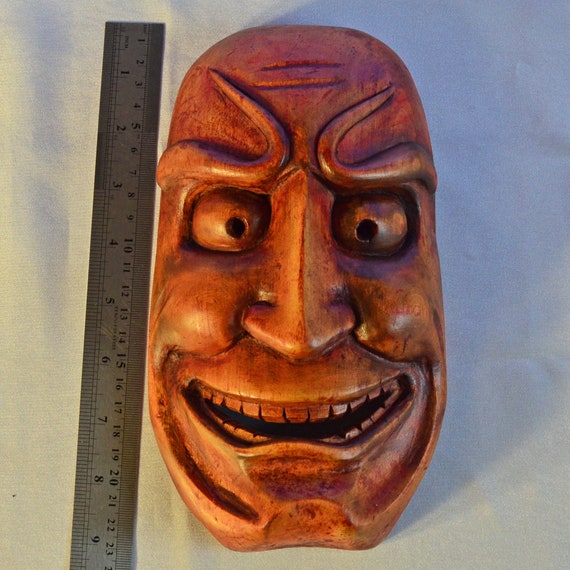 Japanese wooden Hannya mask. Wall art. Wall mask. Dem… Gem