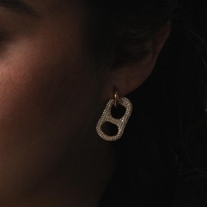 24K Gold Plated Stainless Steel Pave Soda Tab Earrings