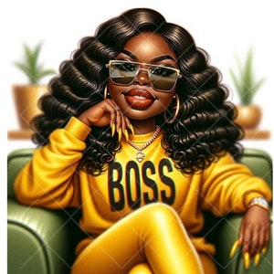 Empower Her Essence - Inspiring Boss Lady Digital Image - African American Woman Art - Versatile for Stickers, Screensavers, T-Shirts