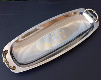Brand new Oval tray 18/10 stainless steel Made in Italy Finishes Pure Gold Serving tray Aperitif plate Steel tableware Italian kitchen
