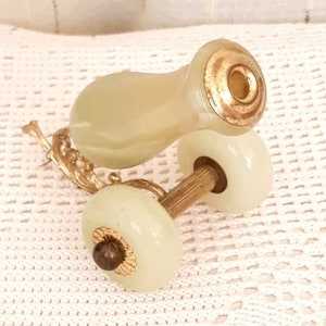 Vintage Italy Onyx Statue and Brass Cannon Onyx Stone Pen Holder Paper Weight Gift for Him Father&#39;s Day Desk Decor Office Home