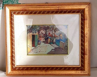 Oil Painting  36x31cm Wooden Frame Vintage Italy Oil Paintings Landscape Home Furnishing Wall Hanging Decorations