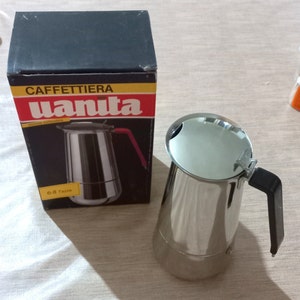 Brand new &quot;Uanita &quot;Capacity 8 cups with reducer from 8 to 6 cups Espresso coffee maker Vintage coffee makers from the80s Vintage hob