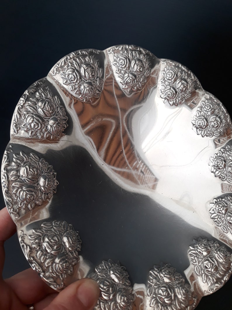 Vintage Italy Brass Silver Plated plate Made in Italy Upstand Etsy