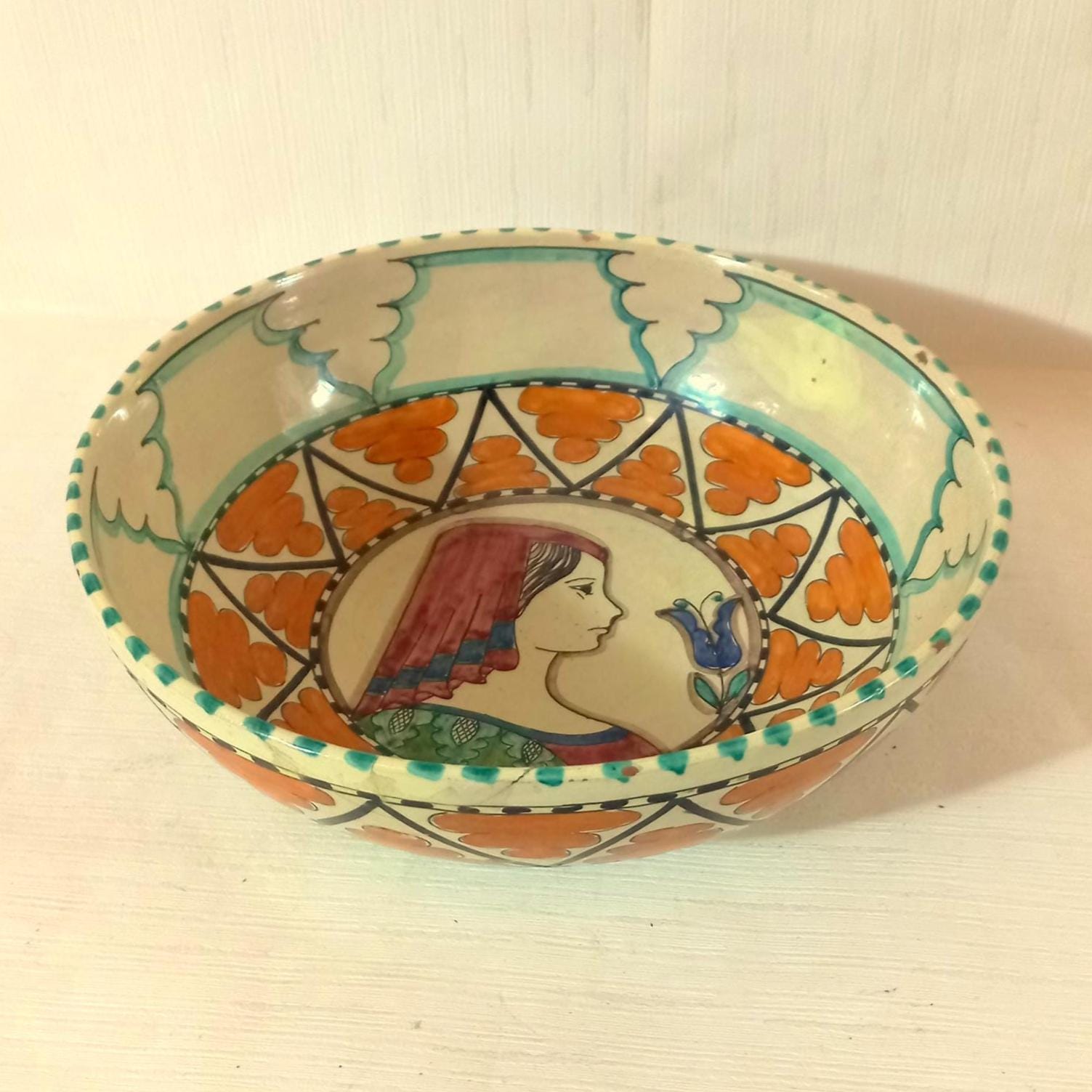 Grand Saladier Savoyard En Terre Cuite Vernissée – Diamètre 36 Cm – État Parfait