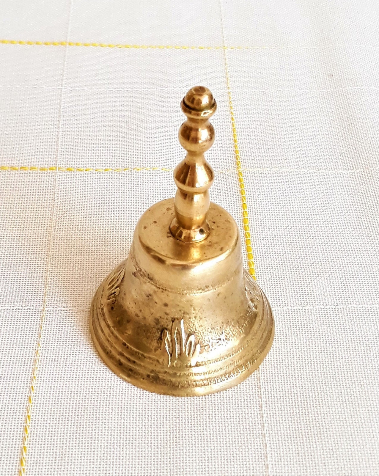 Vintage Italy Heavy Brass Bell Decorated Vintage Bell Desk Call Bell Brass Decor Vintage Decor Collectible Bell Home Decor Bar Decor Office