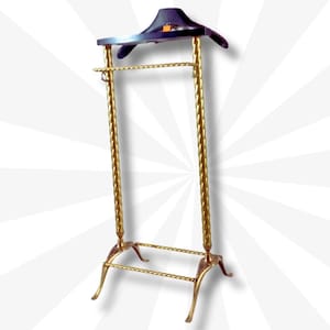 Rare Italian Brass and Wood Valet Stand, Mid-Century Vintage, 1950s Hollywood Regency Coat stand in pure brass Coat Stand Coat Rack