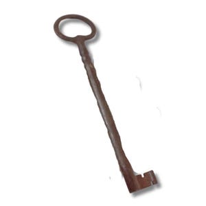 Uiterst zeldzame antieke deursleutel 21,5 cm Deurslotsleutel Metalen sleutel Origineel Made in Italy Speciale vorm Verzamelsleutels Kledingkast vintage