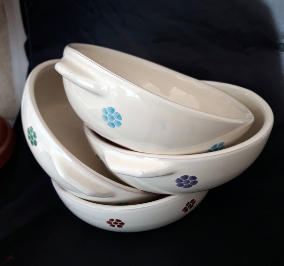 Earthenware Bowls Italian Set of 4 Ceramic Bowls With Handles - Etsy