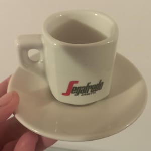 Espresso coffee cup Collectible Cups with Saucer &quot;Segafredo&quot; Design Zanetti Italian 90s Off-white porcelain Made in Italy