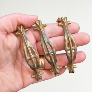 Frühe 900er 3er Set Griffe Sehr alte und abgenutzte Vintage Italienische Antik Messing