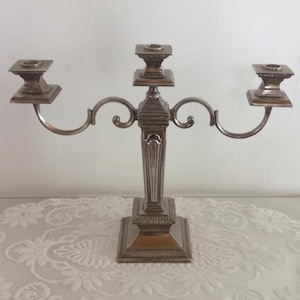 Royal Sheffield Heavy Candlestick Silver Plated English Silver Silver Plated Candle Holder 3 Flames Sheffield Silver Vintage Table Decor