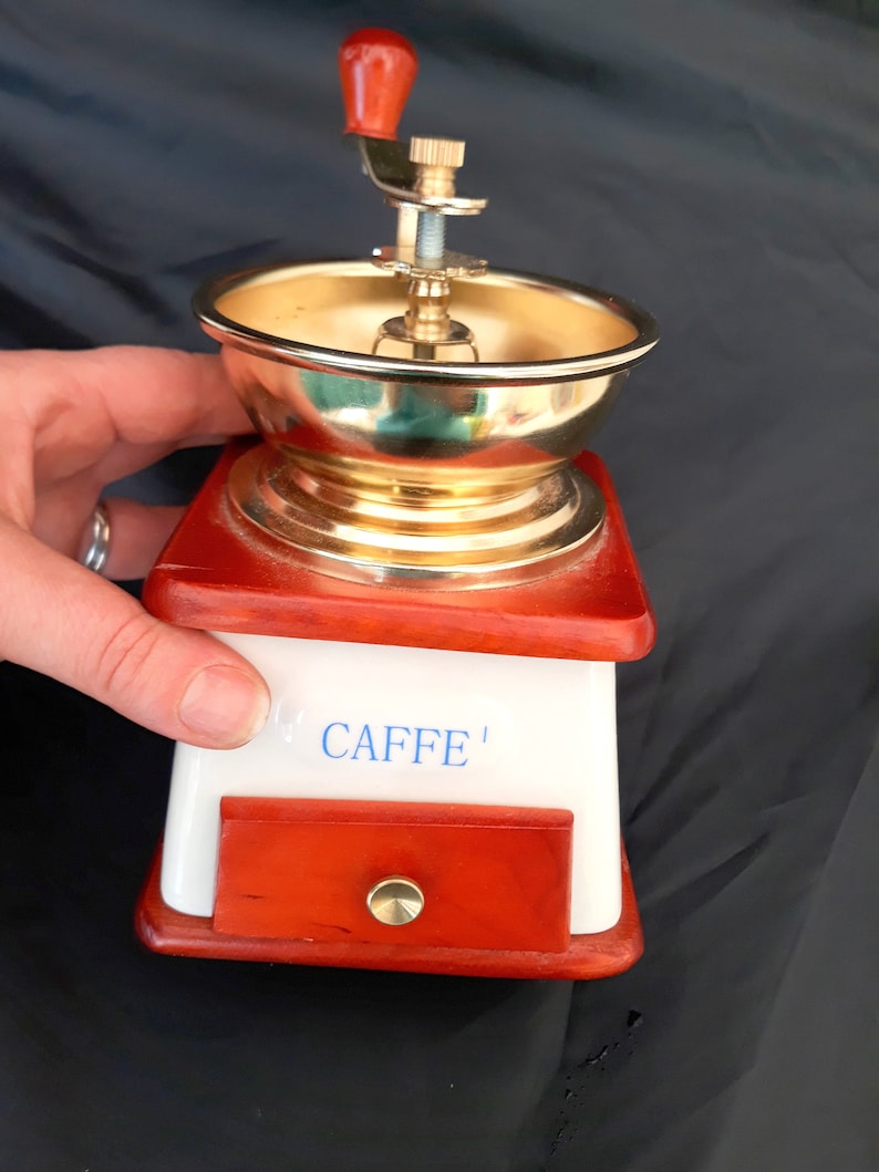 Vintage Coffee Grinder Italy 1980s Rare New Wood Ceramic and Etsy