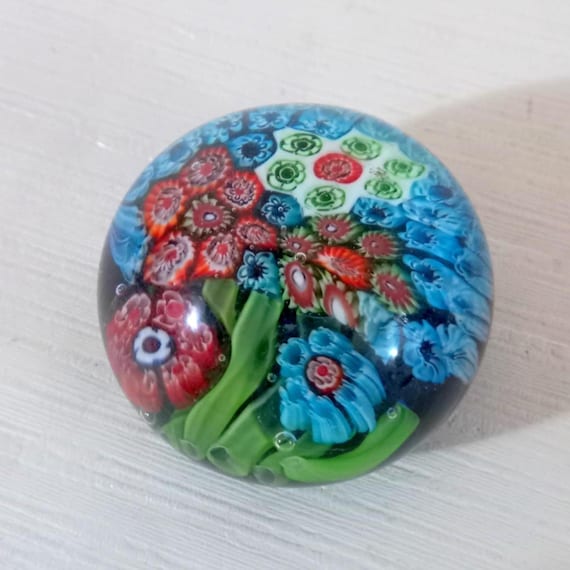 Murano Paperweight Venice 1970s Murrine Millefiori Murano Glass