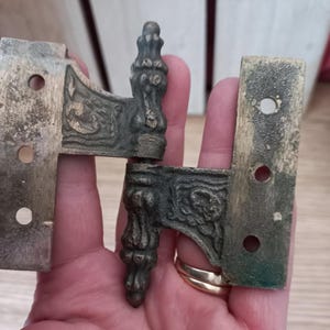 Set of 2 brass wardrobe door hinges Vintage 1940s Broccante Hardware Restoration of antique furniture Spare parts for wardrobes Brass