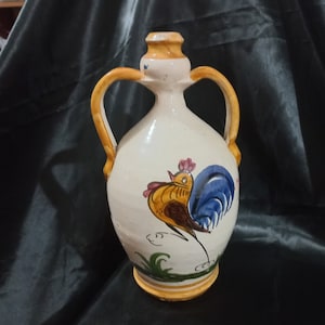 Raro vaso in terracotta dei primi anni del 1900 con due manici Antica brocca per vino o acqua Antica ceramica italiana Vasi da collezione Anfora in terracotta