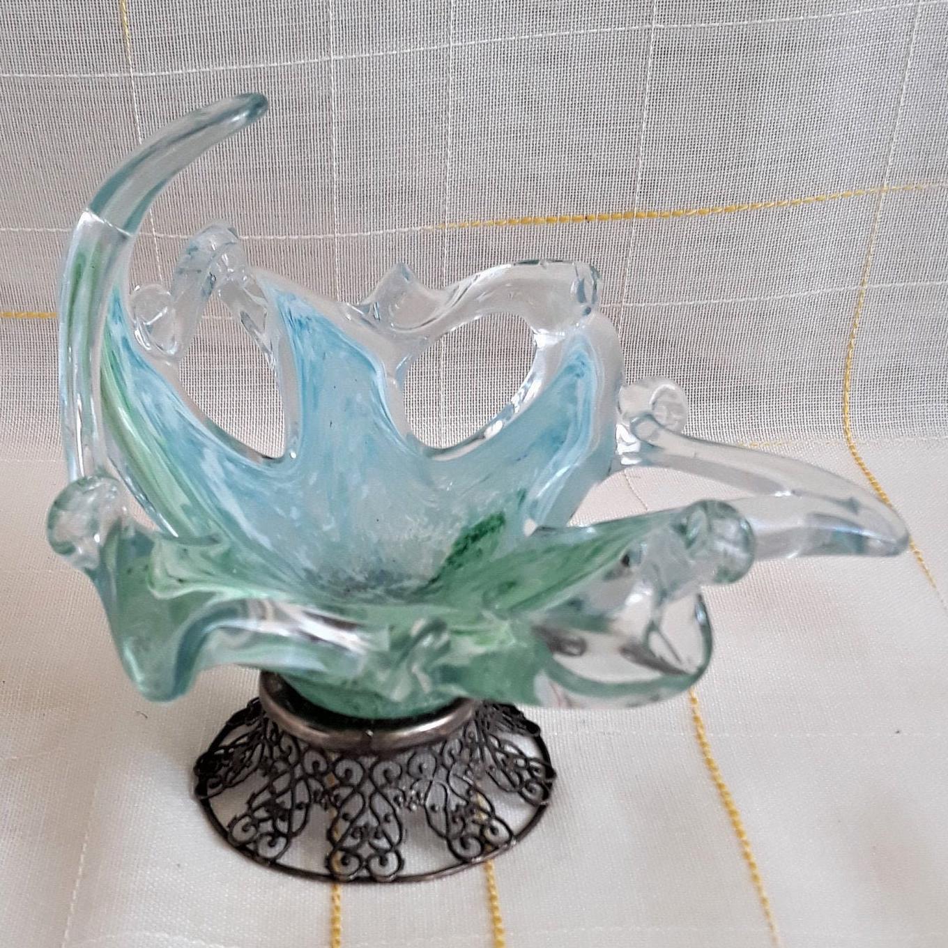 ヴィンテージ イタリア製 ムラーノガラス オーナメント 足付き