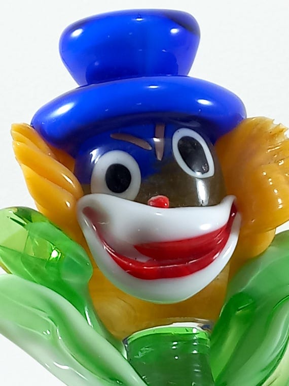 イタリア MURANO ベネチアンガラス ムラーノガラス ピエロ置物 23cm