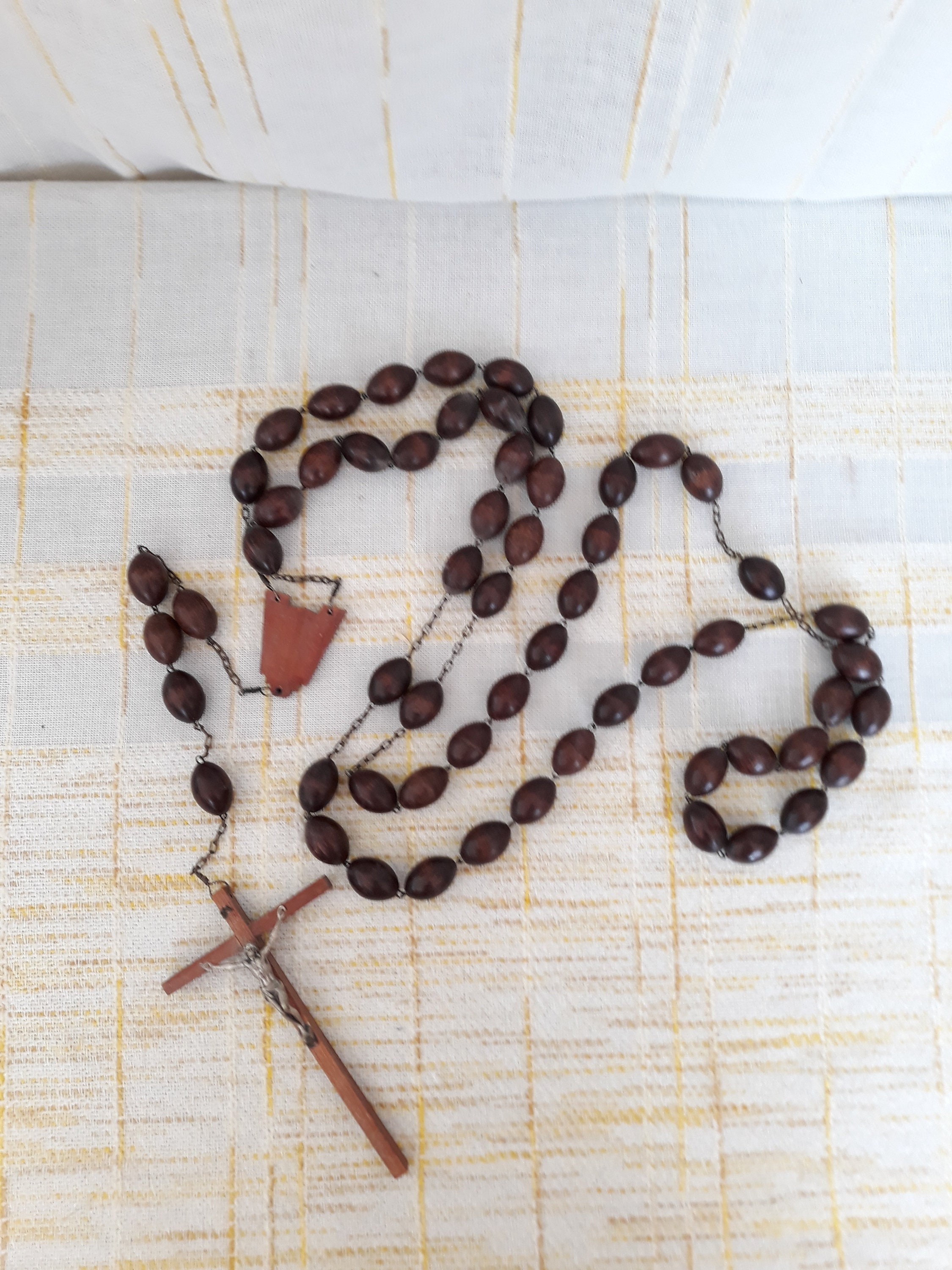 Rare 1.65 cm 65 "Very large Rosary in wood and metal Made in Italy Large crucifix To hang On the wall Christmas gift