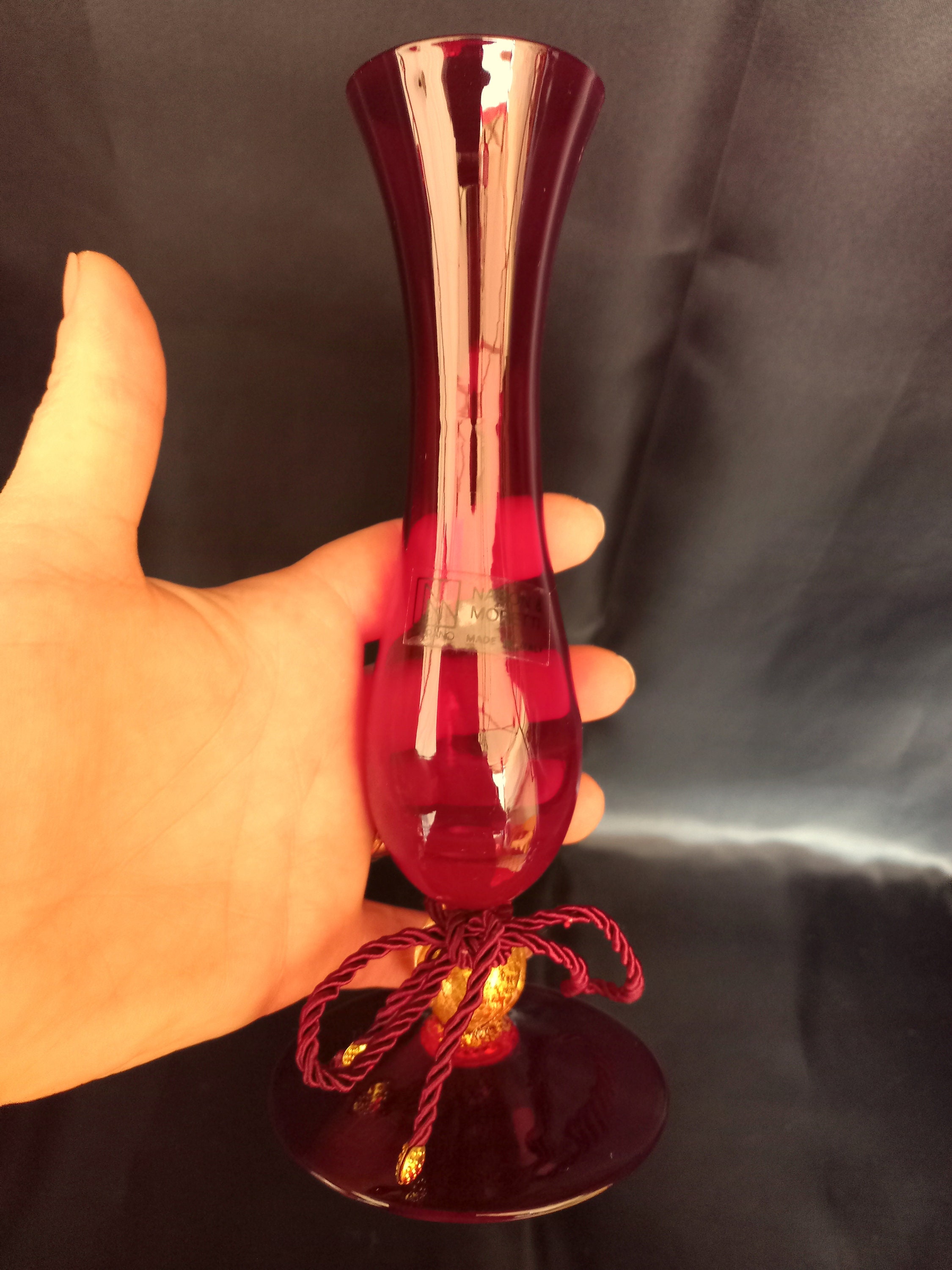Nason&Moretti イタリア製 一輪挿し ムラーノガラス ガラス製花瓶 赤色