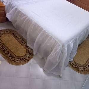 Wedding Night White Bedspread Pure Cotton Embroidered Bride Gift Marriage Gift Flounced Bedspread Vintage Bedroom Embroidered Linen Antique