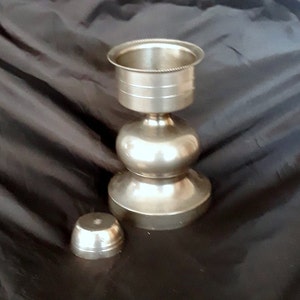 Italian Antiques Pewter candle holder with wick Vintage Italy 1940s Vintage candlestick Home decorations