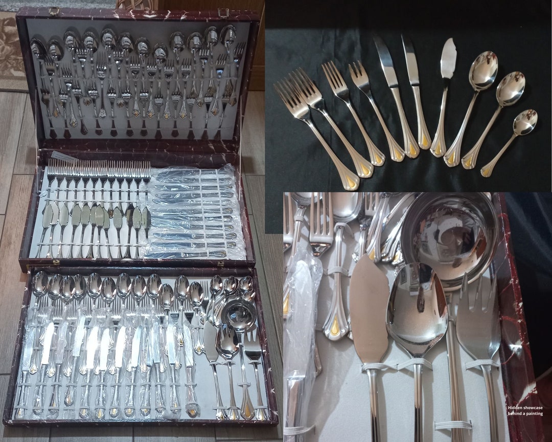 カトラリーセットGottinghen イタリア製　18/10　スプーン　24k Gottinghen Italy 14 pc 18/10 Stainless/24K Gold plated Cake